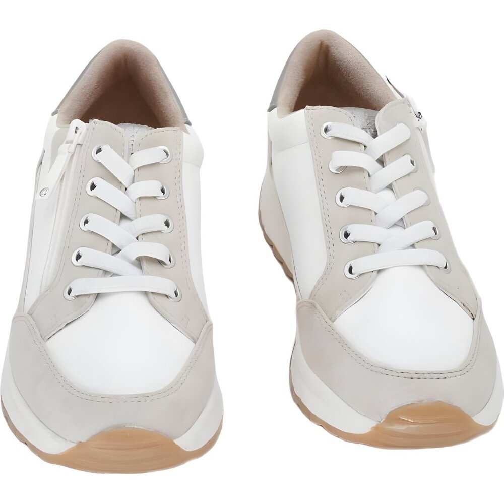 Naturalizer White and Beige Lace-Up Athletic Sneakers with Gum Outsole - Picture 5 of 6